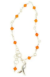 Orange Awareness Bracelet for Lupus, Leukemia