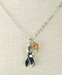 Peach Awareness Necklace for Endometrial, Uterine Cancer