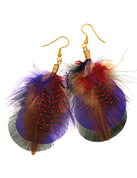 Black Purple Red Feather Earrings