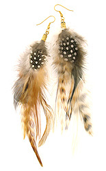 Natural Furnace and Guinea Feather Earrings