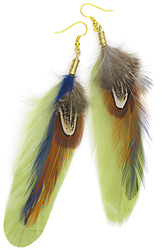 Olive Blue Sienna Feather Earrings
