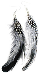Black and White Feather Earrings