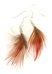 Red Pheasant Feather Earrings