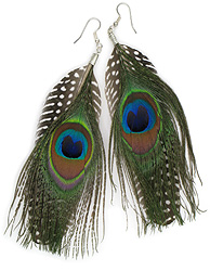Peacock Eye with Spotted Feather Earrings