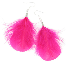 Fluffy Hot Pink Feather Earrings