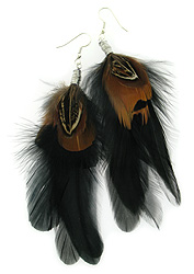 Cocktail with Ringneck Pheasant Feather Earrings