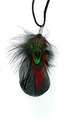 Green Red White Feather Necklace