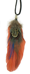 Cinnamon Blue Olive Feather Necklace