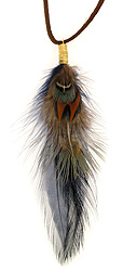 Dark Blue Green Brown Feather Necklace