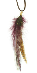 Gold Wine Natural Feather Necklace