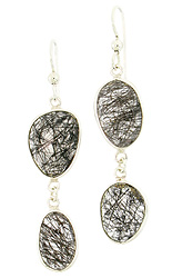 Abstract Black Rutilated Quartz Earrings