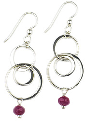 Multi Circle Ruby Gemstone Earrings