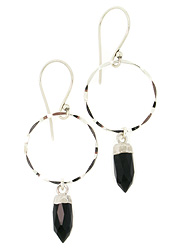 Hammered Black Chalcedony Earrings