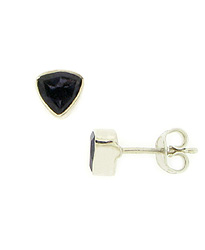 Small Triangle Iolite Post Earrings