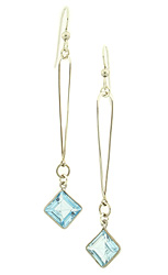 Long Blue Topaz Linear Earrings