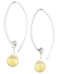 Golden Citrine Gemstone Sliver Earrings