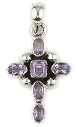 Amethyst Cross Gemstone Pendant