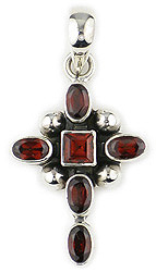 Garnet Cross Gemstone Pendant
