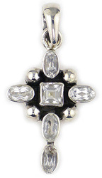 White Topaz Cross Gemstone Pendant