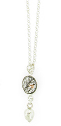 Tiny Black Rutilated Quartz Drop Necklace