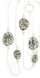 Long Black Rutilated Quartz Necklace