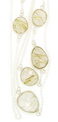Long Floating Golden Rutilated Quartz Necklace