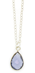 Bezel Set Iolite Drop Necklace