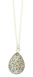 Silver Druzy Drop Necklace