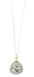 Wide Silver Druzy Drop Necklace