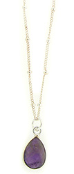 Sterling Silver Amethyst Teardrop Necklace