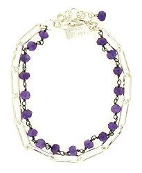 Sterling Silver Paperclip Bracelet with Amethyst