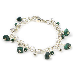 Malachite Sterling Silver Charm Bracelet