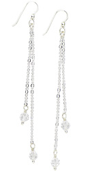 Long Double Round Swarovski Crystal Earrings