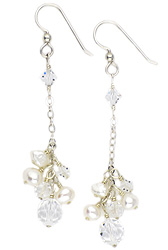 Delicate Drop Crystal and Pearl Earrings