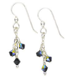 Triple Black Swarovski Crystal Earrings