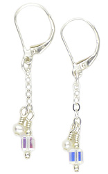 Square AB Crystals and Pearl Earrings