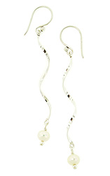 Swirly White Pearl Earrings