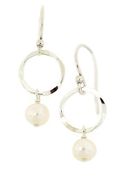 Small Hammered Pearl Earrings