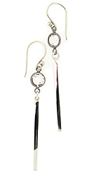 Edgy Crystal Sterling Silver Stick Earrings