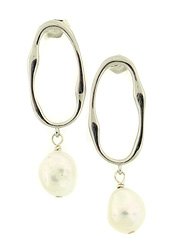 Abstract Oval Pearl Earrings
