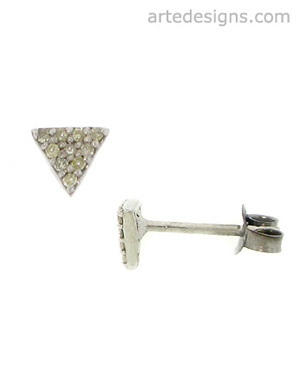 Small Triangle Pave Diamond Post Earrings
