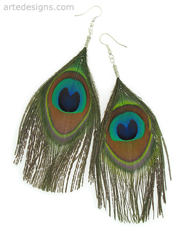 Peacock Eye Feather Earrings
