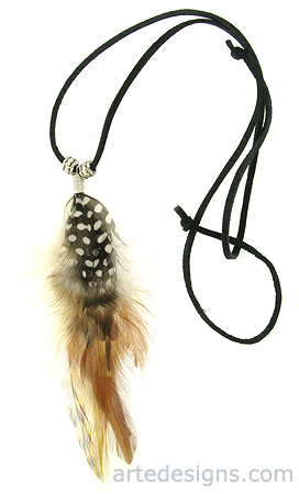 Natural Furnace and Guinea Feather Necklace

