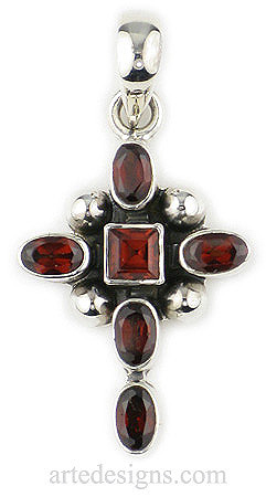 Garnet Cross Gemstone Pendant

