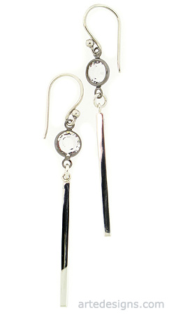 Edgy Crystal Sterling Stick Earrings
