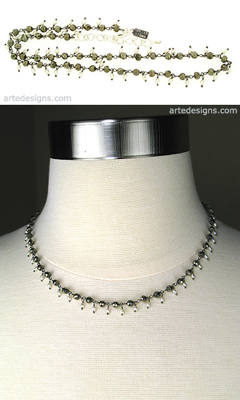 Pyrite with Mini Pearl Necklace

