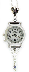 Pendant Watch with Round Purple Iolite Gemstone