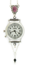 Pendant Watch with Large Pink Tourmaline Gemstone