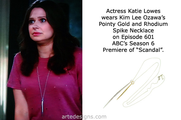 Handmade Jewelry as seen on Scandal Katie Lowes Episode 6x1 1/26/2017