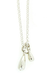 Double Round Drop Sterling Silver Necklace